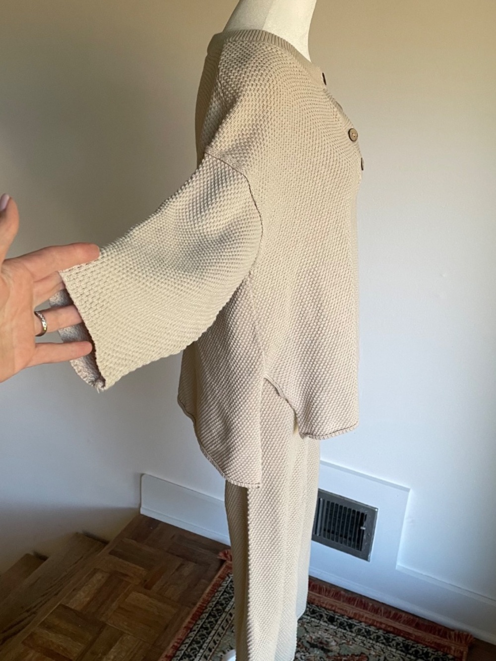 Free People Beach Hailee Sweater Set Cream Oatmeal Knit Hanley Top & Pants XS - Picture 9 of 14